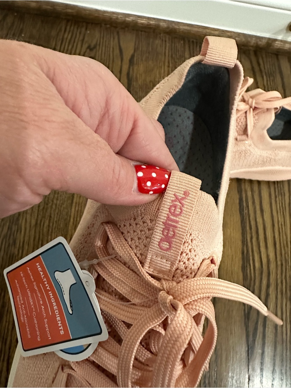 Aetrex Women's Knit Lace-Up Sneakers - Peach Pink - Picture 5 of 6